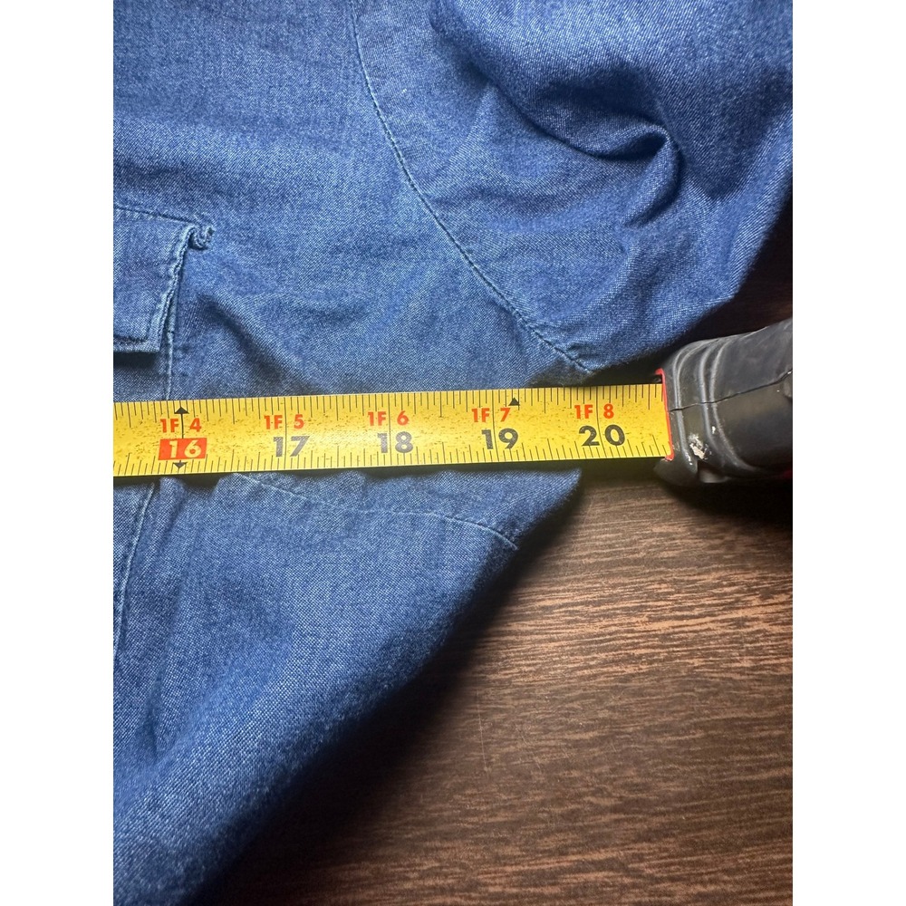 Millenium Blue Denim Shirt Dress XL Half Zip Short Sleeve Elastic Waist Tie Belt - Picture 9 of 10